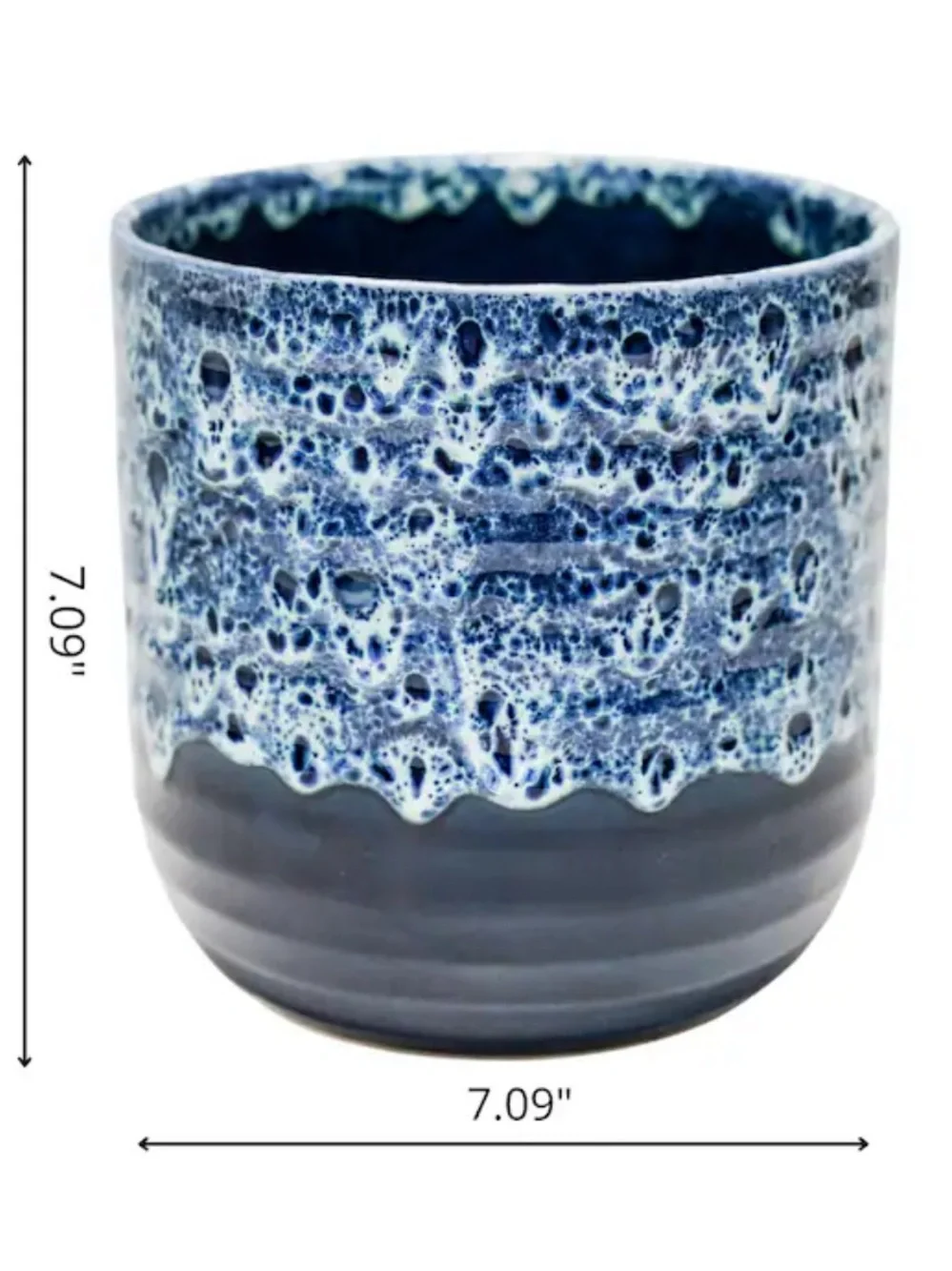 NWOT Allen + Roth Sapphire Glazed Ceramic Round Indoor Planter